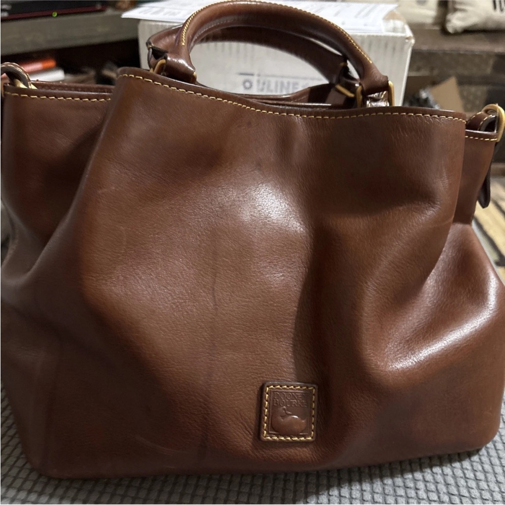 Dooney & Bourke Rich Brown Leather Satchel - Picture 4 of 5